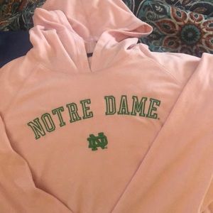 Womens pink Notre Dame lightweight fleece hoodie. Size XL